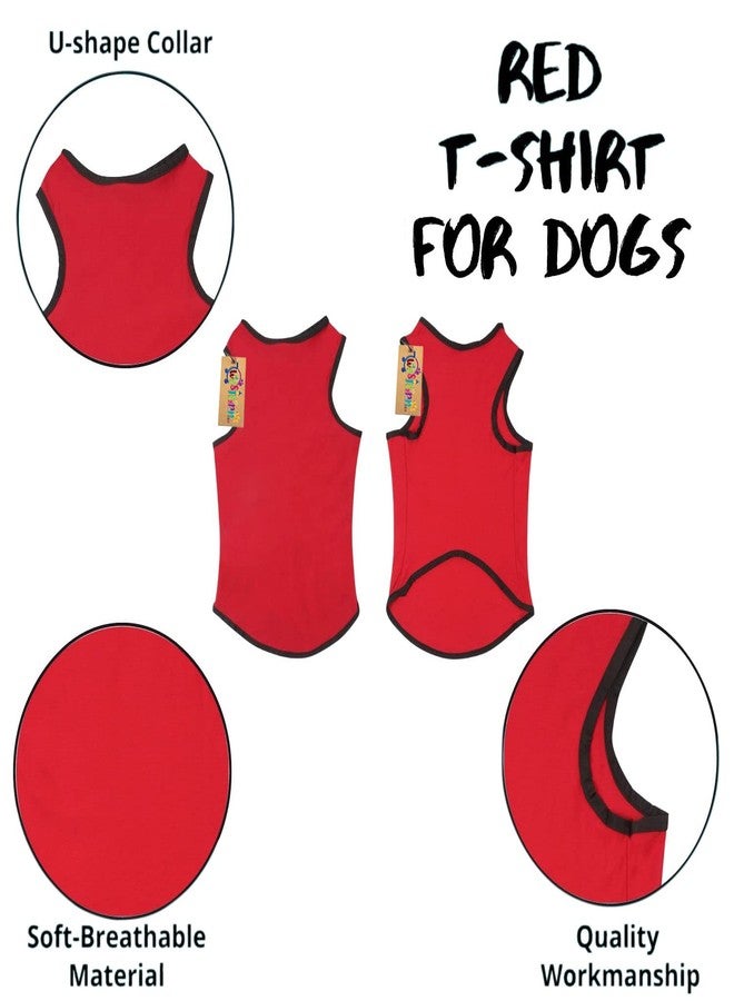 ويستيرن إرا تيشيرت قطني ناعم للكلاب من ويسترن إيرا (عبوة من قطعتين)، ملابس مريحة للكلاب، سترة بدون أكمام للجراء، ملابس (أسود + أحمر) (متوسط - 18 بوصة) - Image 4